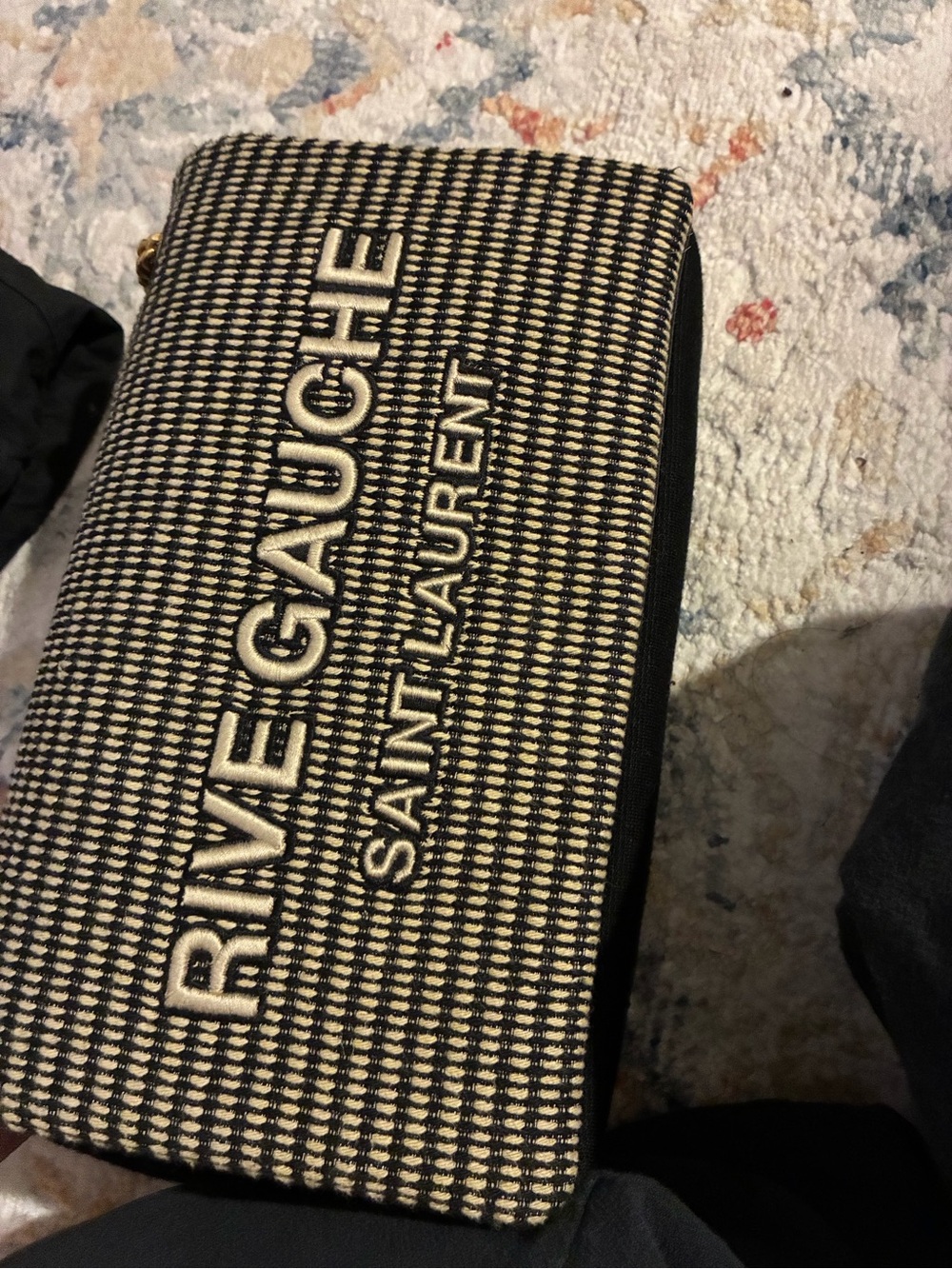 Saint Laurent Black & Cream Rive Gauche Toiletry Pouch